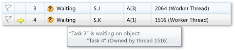 Two waiting tasks in Parallel Tasks window