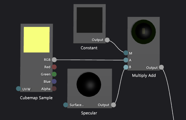 A closeup of both kind of reflective shader nodes