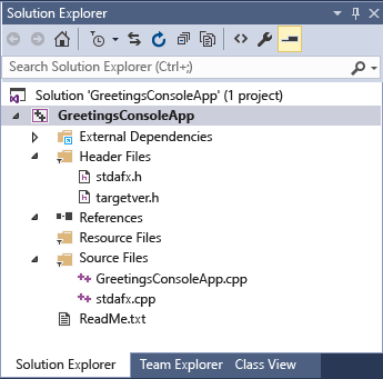 Files for the solution in Solution Explorer