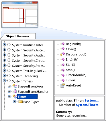 Obect Browser showing System.Timer