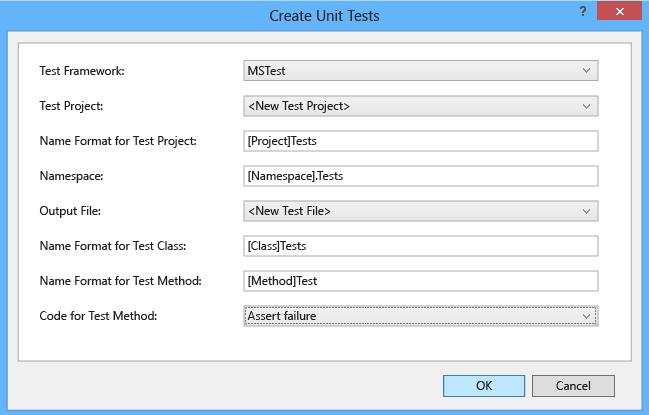 Right-click in editor and choose Create Unit Tests