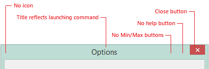 Guideline specifications for title bars in Visual Studio dialogs