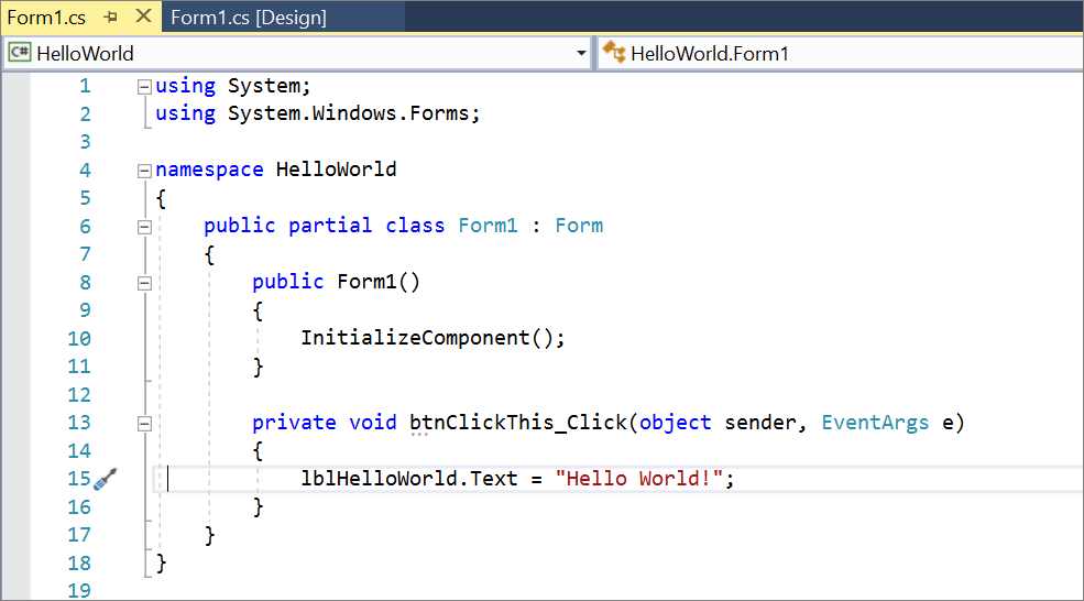 Add code to the form