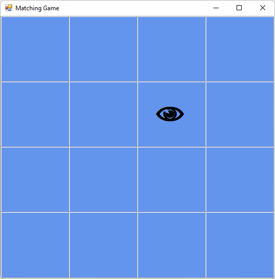 Screenshot shows the Matching Game with a single icon visible.