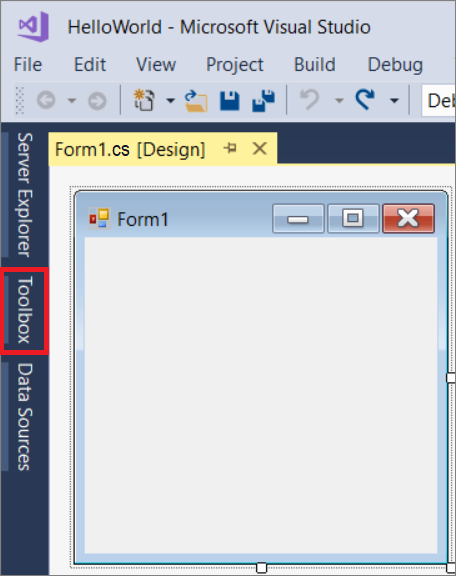 Choose the Toolbox to open the Toolbox window