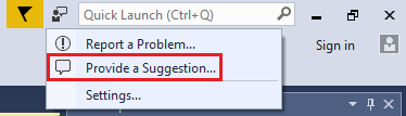 Provide a Suggestion menu in Visual Studio