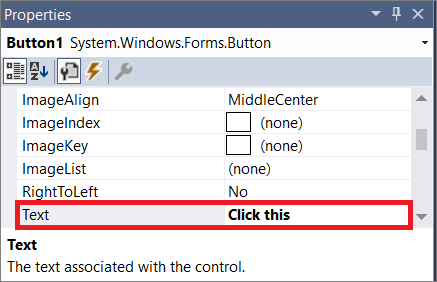 Add text to the button on the form