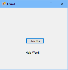 A Form1 dialog box that includes Label1 text 