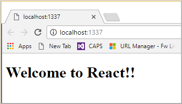 Screenshot that shows running React in a browser.