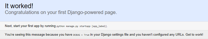 Django project default view.