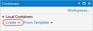 Create command in the Containers window