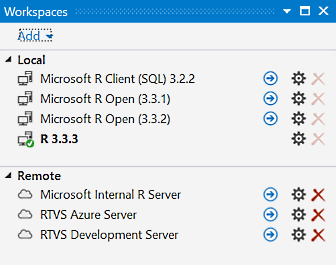 Workspaces window in R Tools for Visual Studio (VS2017)
