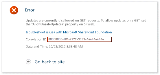 SharePointError_IntelliTrace IntelliTrace - SharePoint error - correlation ID
