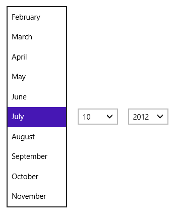 DatePicker in the active state