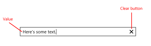 A text input control with labeled components