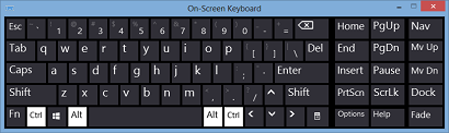 The on-screen keyboard