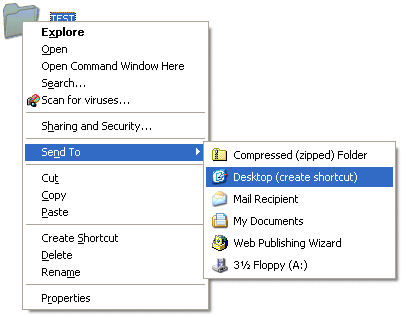figure 4. windows explorer and a shortcut menu