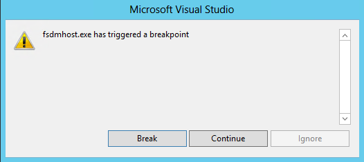 microsoft visual studio debugger fsdmhost.exe breakpoint