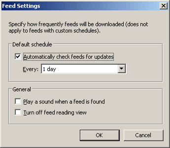 Setting the default interval with Internet Options
