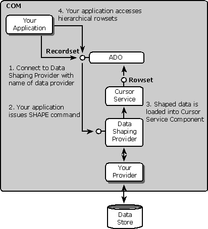data flow of the OLE DB Data Shaping Service