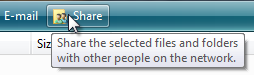 Screen shot of Share button and its infotip 