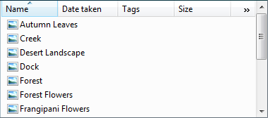 Screen shot of a list of files 