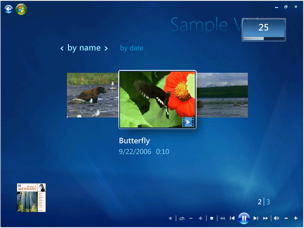 Windows Media Center user interface