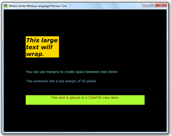 An example of Text view items.