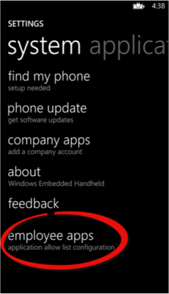 Settings page showing Employee App feature