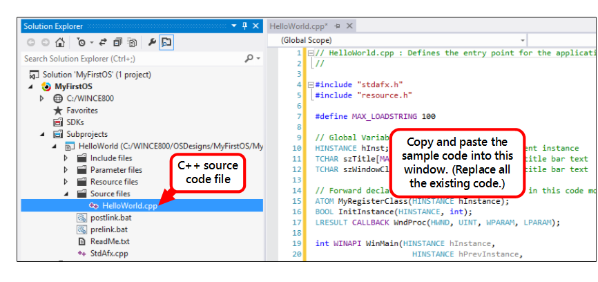 Edit the code for an application in Visual Studio