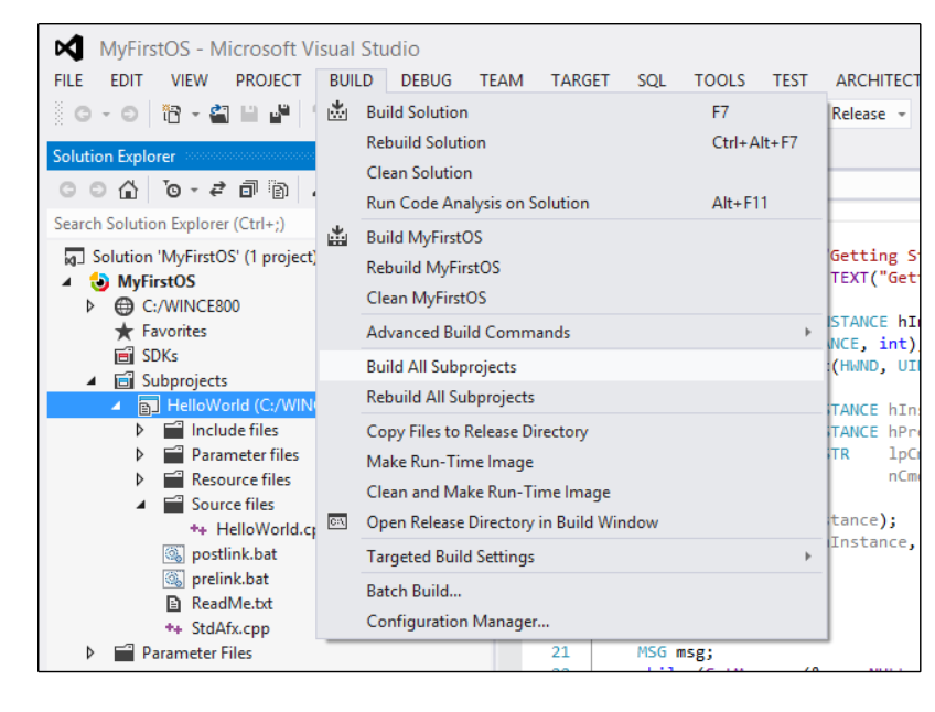 Build just the subproject in Visual Studio 2012