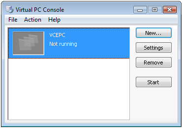 Virtual PC 2007 Console