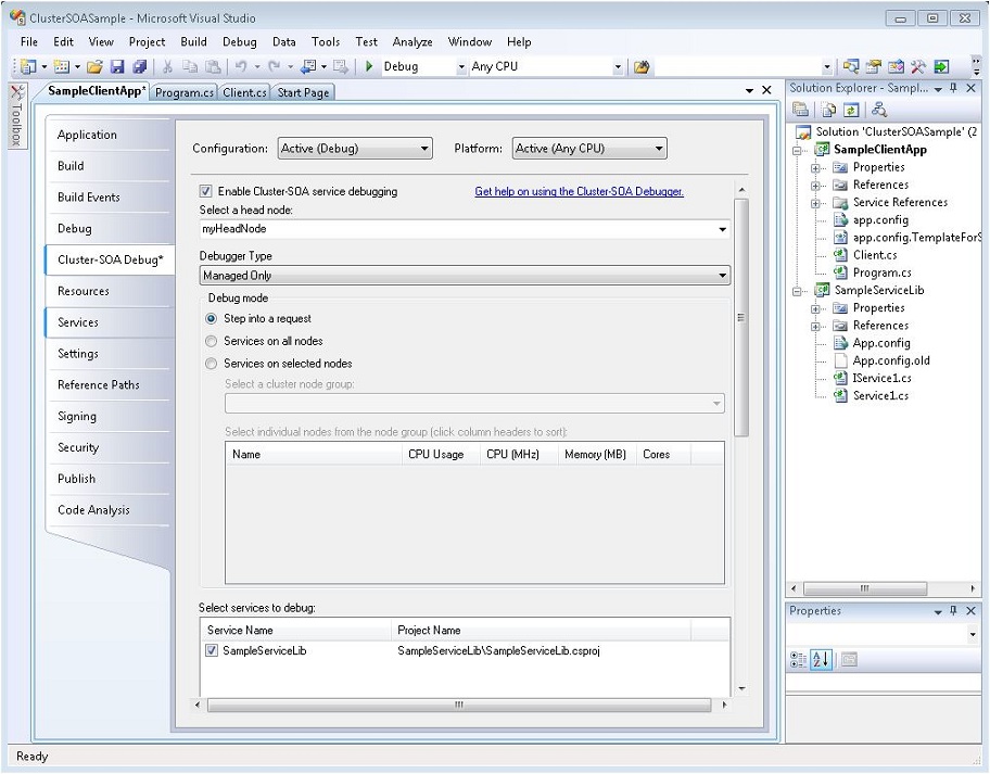 Configure Cluster-SOA Debugger Visual Studio 2008