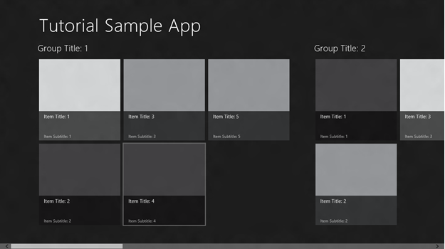 Screen shot of the default grid application template landing page