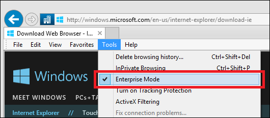 enterprise mode option on the tools menu.