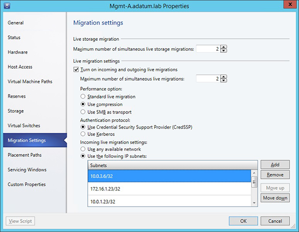 Migration Settings