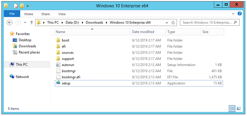 Screenshot of Windows 10 x64 folder and file list.