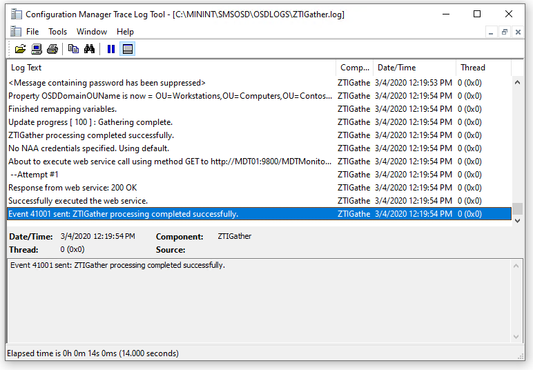 Screenshot of a log file.