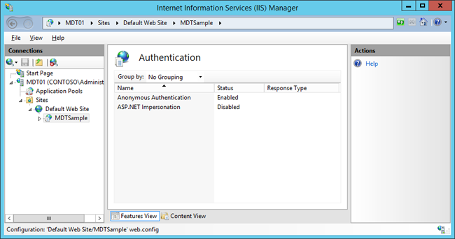 Screenshot of a configuring authentication window.