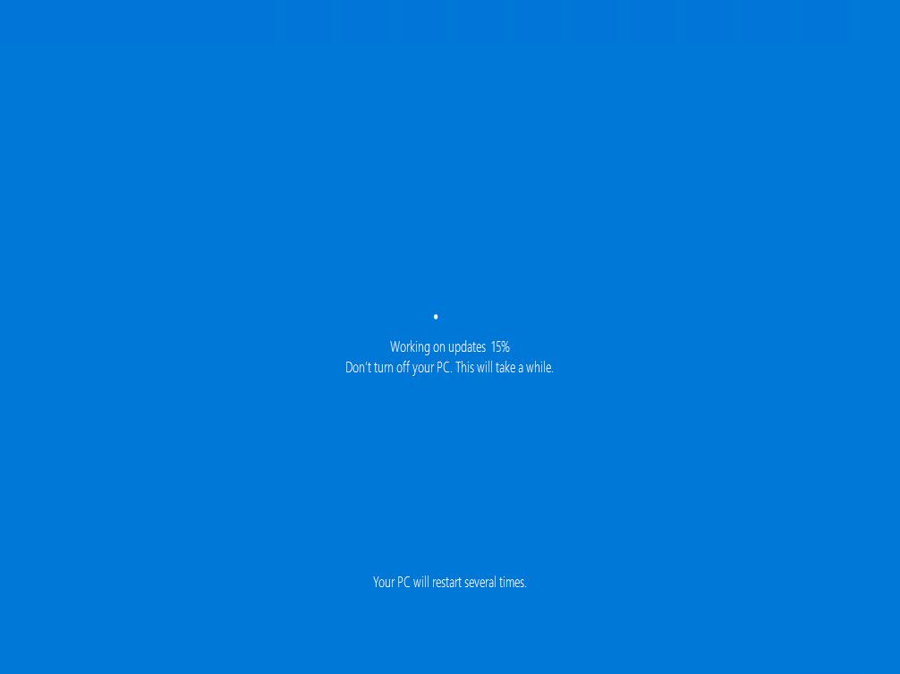 Screenshot of a computer working through an update.