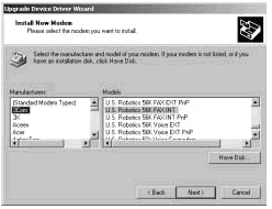 Figure 2-11: Select the device driver by manufacturer and type.