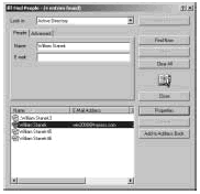 Figure 9-2: Search for users in Active Directory, and then use the results to create address book entries.