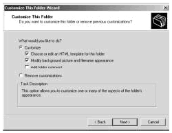 Figure 12-3: Use the Customize This Folder Wizard to choose a folder template to use. Folder templates are created with HTML, CSS, and scripts.