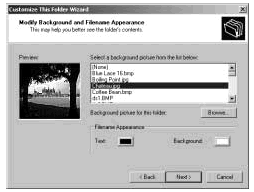 Figure 12-4: Select a background picture and modify the file name appearance.