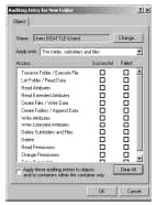 Figure 13-16: Use the Auditing Entry For New Folder dialog box to set auditing entries for a user, contact, computer, or group.