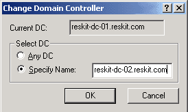 Figure 1: Changing the domain controller