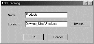 Figure 9-2: Use the Add Catalog dialog box to create a new catalog on the server.