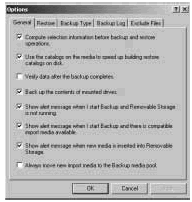 Figure 14-2: Setting default options for the Backup utility.