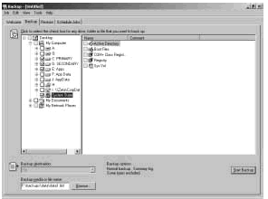 Figure 14-5: Use the Backup tab to configure backups by hand, and then click Start Backup.