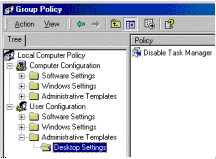 Figure 1: Example of .adm code and results in Group Policy.